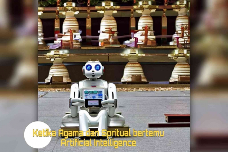 Ilustrasi: sebuah robot berdoa di kuil | sumber: dokpri generate by piscart oleh AI