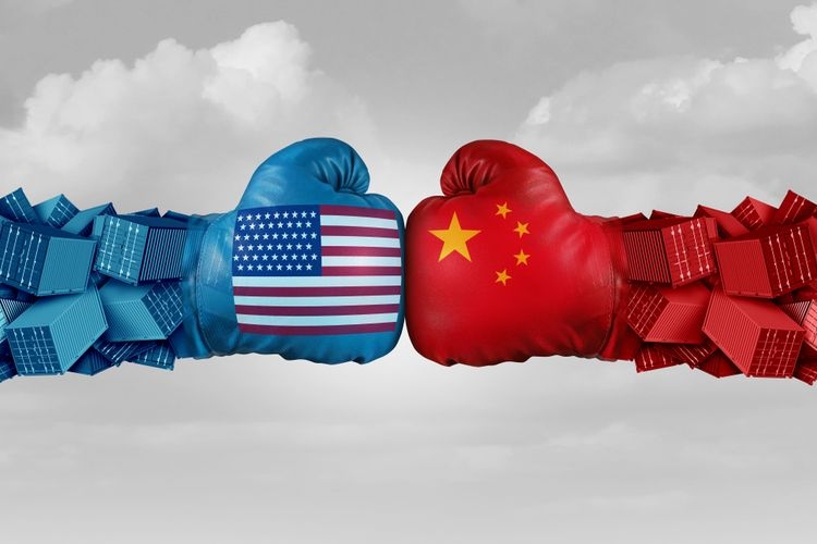 Ilustrasi AS vs China.(SHUTTERSTOCK via KOMPAS.com)