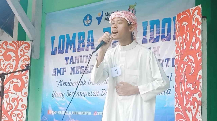 Salah satu peserta lomba dai idol tampli dengan semangat (foto dokpri )