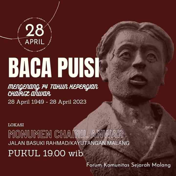 Dokpri foto acara baca puisi di Monumen Chairil Anwar Malang 28 April 2023