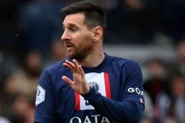 Lionel Messi, bintang pemain sepak bola asal Argentina yang membela Paris Saint Germain. Foto: AFP/Franck Fife via Kompas.com