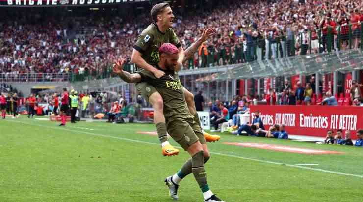 Pemain AC Milan melakukan selebrasi, setelah mencetak goal (Foto : AFP/flashscore.co.id)