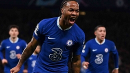 Raheem Sterling, penyerang Chelsea berselebrasi (Foto Skysports). 