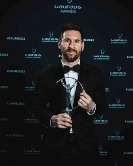 Lionel Messi memenangi penghargaan Laureus Awards 2023 di Paris, Senin (8/5/2023) malam waktu setempat. (instagram.com/leomessi)