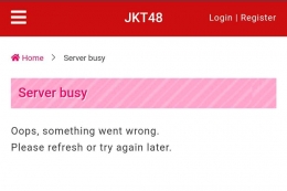Server busy, musuh terbesar fans JKT48 saat ticket war. (Tangkapan layar JKT48.com)