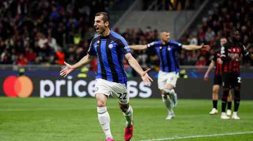Henrik Mkhitaryan mencetak gol kedua Inter ke gawang Milan. Sumber: REUTERS