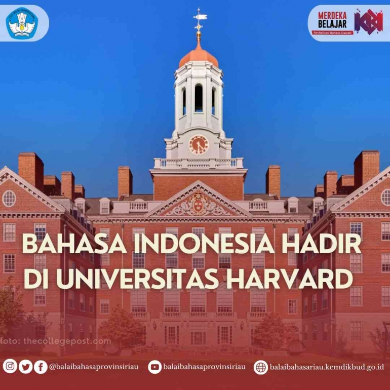 Bahasa Indonesia hadir di Universitas Harvard, sumber; kemendikbud.go.id 
