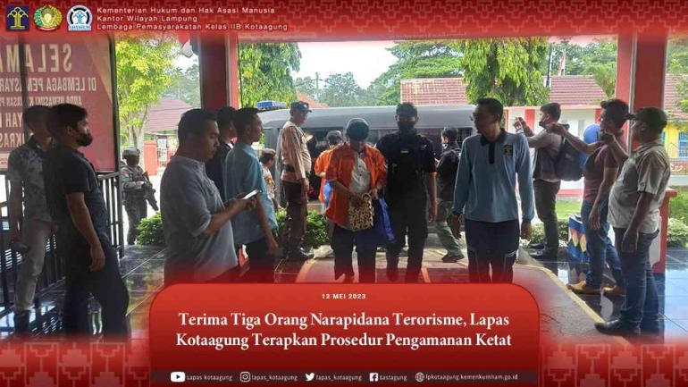Kasi Binadik dan Kepala KPLP Kawal Langsung Proses Penerimaan Narapidana Terorisme di Lapas Kotaagung (Humas Lastagung)