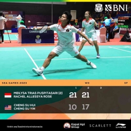 Hasil semifinal cabang bulutangkis perorangan SEA Games, Senin 15 Mei 2023. Mei/Rachel menang. (Foto Facebook.com/Badminton Indonesia)