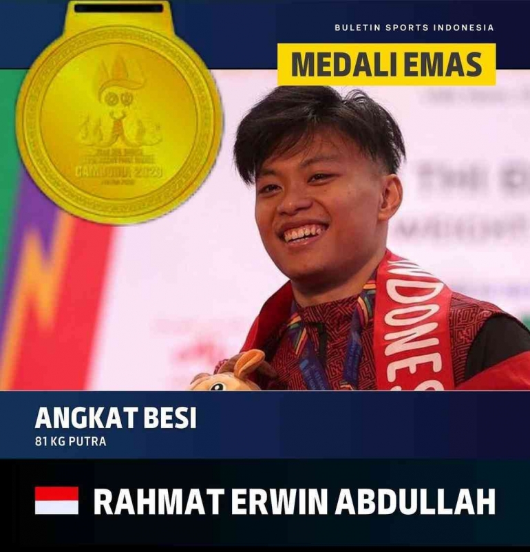 Rahmat Erwin Abdullah Berhasil Meraih Medal Emas Ke-74 Indonesia Sekaligus Pecah Rekor Di SEA Games 2023 (Foto: buletinsport.id)