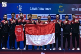 Kemenangan Team beregu putra badminton Indonesia di Sea Games 2023 (sumber foto: akun twitter @InaBadminton)