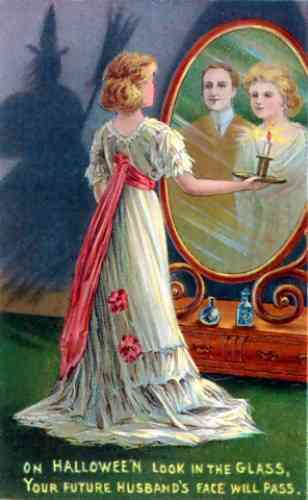 Sumber Gambar: https://en.wikipedia.org/wiki/Bloody_Mary_(folklore)#/media/File:Halloween-card-mirror-2.jpg