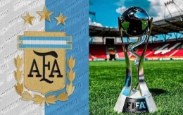 Logo AFA dan Trophy Piala Dunia U-20 (foto: Instagram @infaargentina.FIFA)