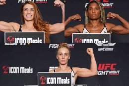 Penimbangan Badan Resmi UFC Fight Night: Dern vs Hill, foto dari akun Twitter Women's MMA Rankings.