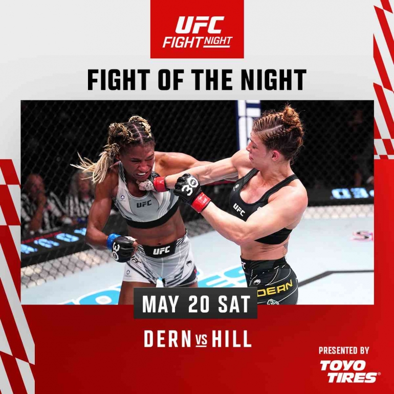Fight of the Night, Dern vs Hill, foto dari akun Twitter UFC.