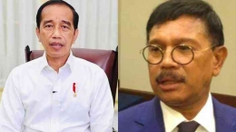 Kolase foto Sekjen Partai Nasdem Johnny G Plate dan Presiden Jokowi (Tribunnews)