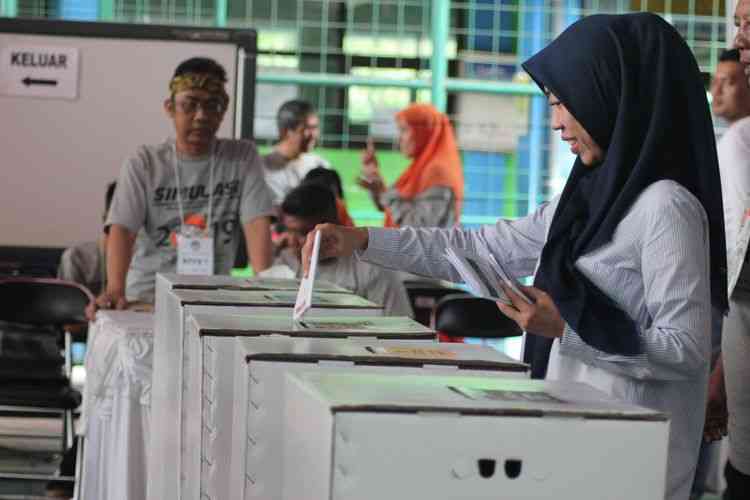 Simulasi pencoblosan Pemilu 2019 KPU Cianjur di Joglo, Cianjur, Jawa Barat. Kompas.com/Firman Taufiqurrahman