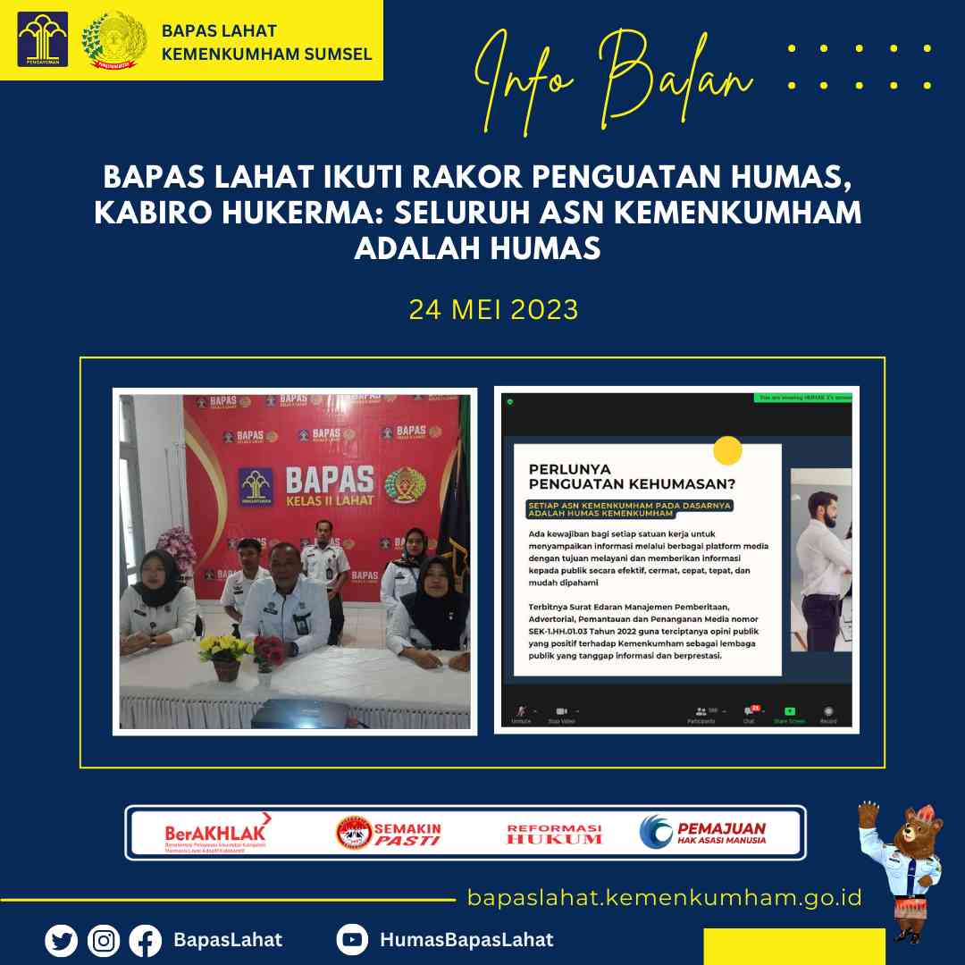 Bapas Lahat Ikuti Rakor Penguatan Humas, Kabiro Hukerma: Seluruh ASN ...