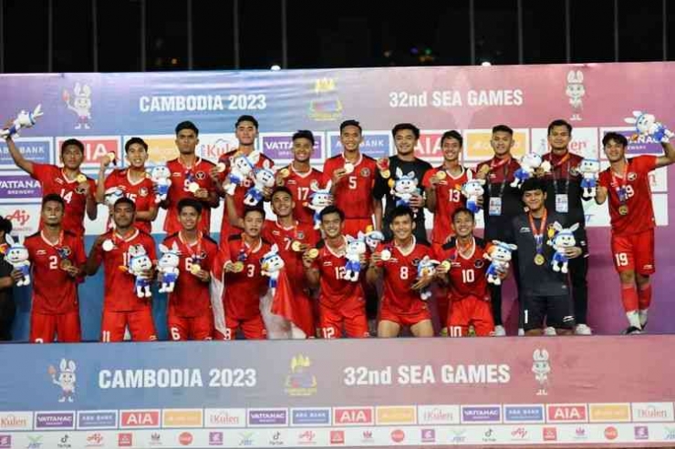 Timnas Indonesia U22 saat juara Sea Games 2023. (dok PSSI)