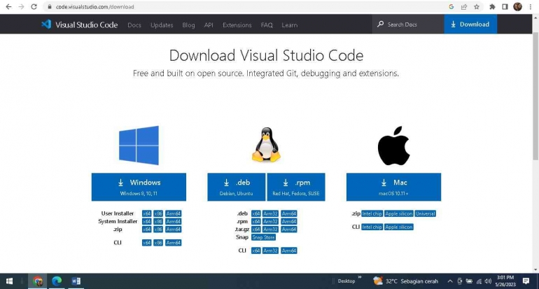 halaman web Visual Studio Code (Dok. pribadi)