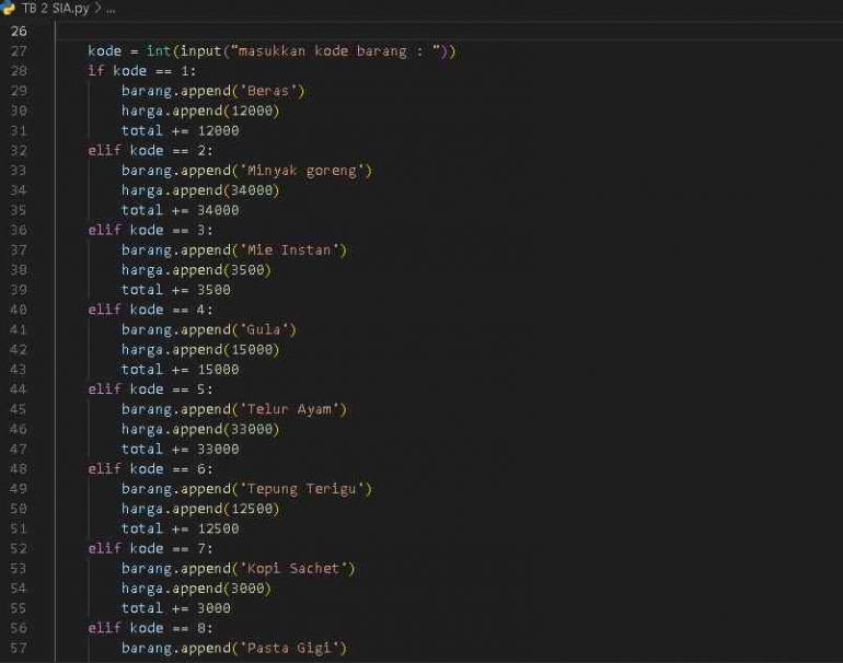 menginput kode (Dok. pribadi)