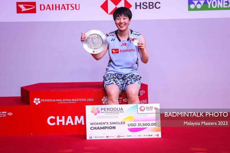 Akane Yamaguchi berhasil menjadi juara di Malaysia Master 2023 (sumber foto: akun twitter @badmintalk) 