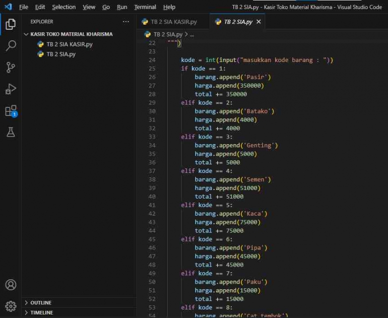 Tahap Input Kode Barang (Dok.Pribadi)