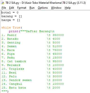 Tahap List Barang (Dok.Pribadi)