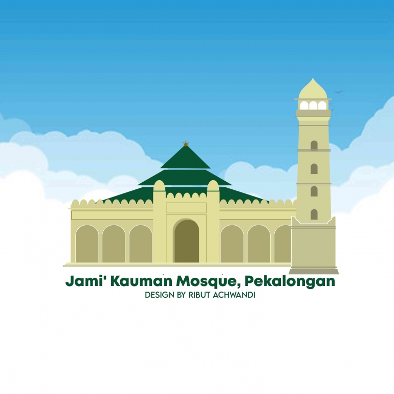 Masjid Jami' Pekalongan dalam desain vektor karya Ribut Achwandi (dok.pribadi)