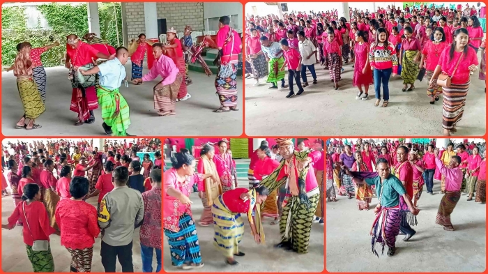 Kolase foto berbagai tarian di Gereja Sonhalan Niki-Niki. Gambar: dokumentasi Imanuel Lopis.