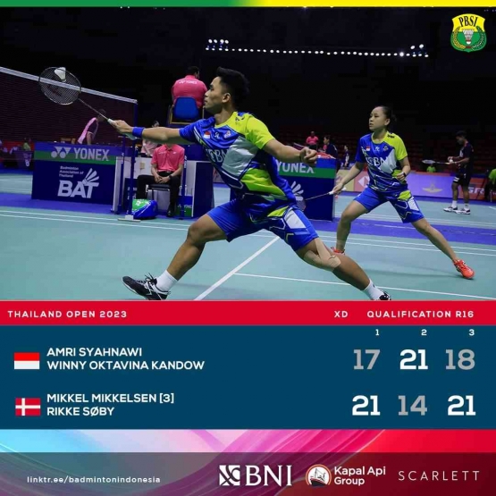 Amri/Winny terus menelan kekalahan (Foto Facebook.com/Badminton Indonesia) 