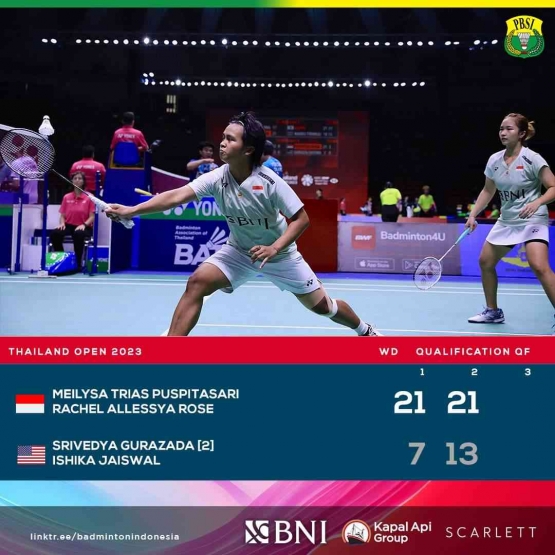Mei/Rachel ke babak utama (Foto Facebook.com/Badminton Indonesia) 