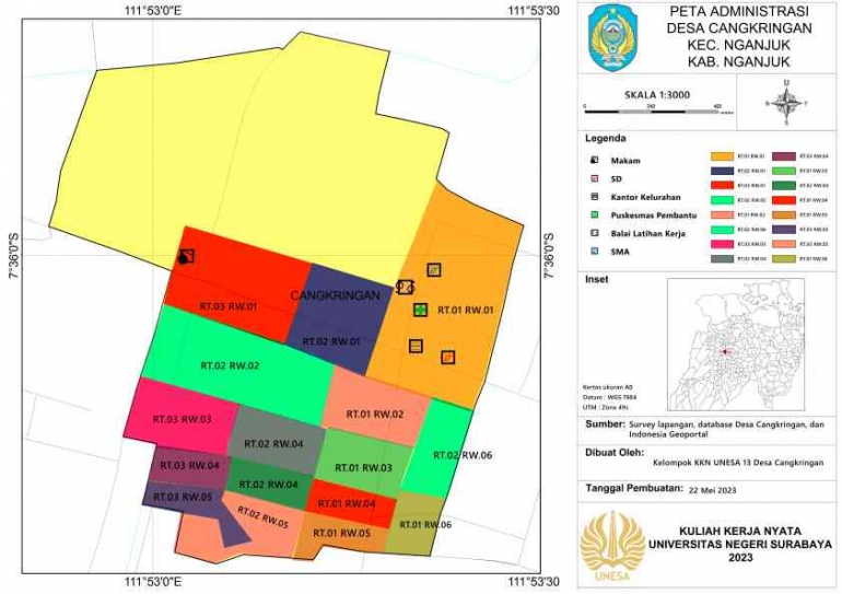 Gambar 2 Hasil Peta Kelurahan Cangkringan | Sumber : Dokumen Pribadi