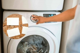 Ilustrasi gambar orang sedang laundry pakaian, dan ilustrasi gambar detergen kertas 