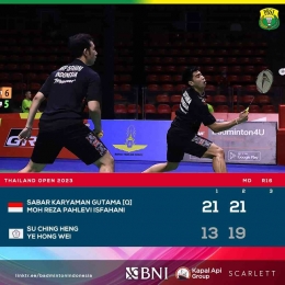Sabar/Reza yang mengalahkan Leo/Daniel kemarin bisa menang melawan Su/Ye hari ini (Foto Facebook.com/Badminton Indonesia) 