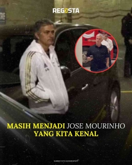 Mourinho yang menunggu wasit seusai kalah saat menjadi pelatih Real Madrid dan AS Roma (Twitter @registaco)