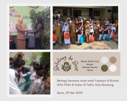 Peserta Didik SDN 073 Pajagalan Berbagi Bersama Anak-Anak Yayasan Al Burhan LKSA PSAA & Kober Al Fathu, Kota Bandung
