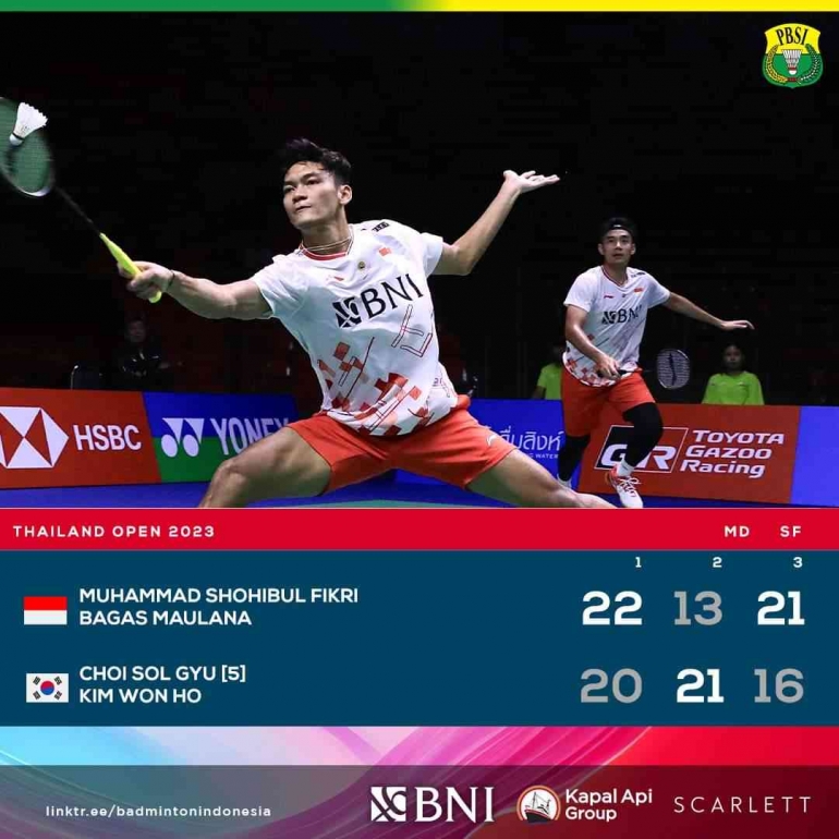 Fikri/Bagas kalahkan unggulan kelima Choi/Kim 2-1 (Foto Facebook.com/Badminton Indonesia) 