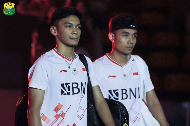 Wajah Bagas/Fikri sebelum memasuki arena  (Foto Facebook.com/Badminton Indonesia)