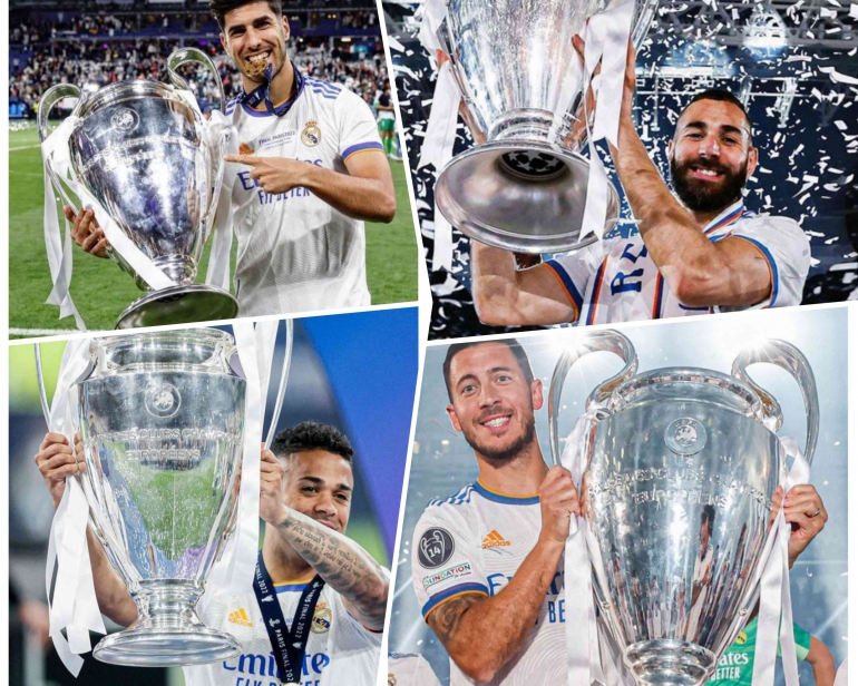 Marco Asensio, Mariano Diaz, Eden Hazard dan Karim Benzema (Foto : realmadrid/Instagram)