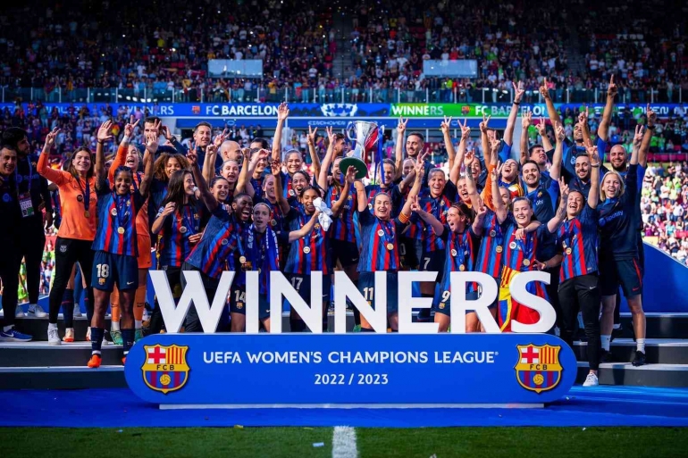 Kemenangan Barcelona Femen atas Wolfsburg. Foto diambil dari akun twitter resmi FC Barcelona Femen 