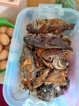 Lauk telur rebus dan ikan goreng (dokpri)