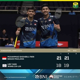 Fikri/Bagas tumpas juara Olimpiade Tokyo dengan skor 2-0 (Foto Facebook.com/Badminton Indonesia) 