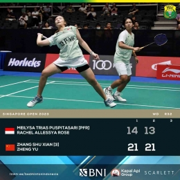 Masih kalah level dari Zhang/Zheng. Wakil lain yang kalah adalah Praveen/Melati (Foto Facebook.com/Badminton Indonesia) 