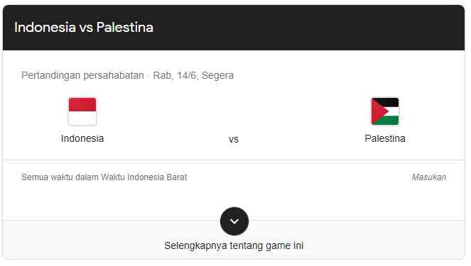 tangkapan layar indonesia vs palestina 14 juni 2023 (Google Search)