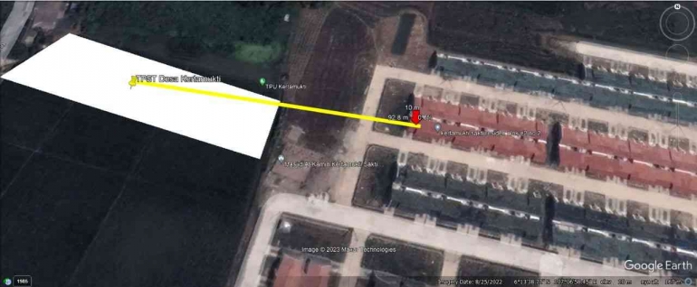 Google Earth - Lokasi rencana pembangunan TPST dengan pemukiman warga - Dokpri