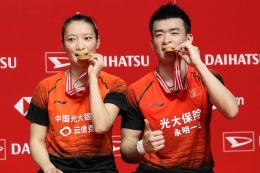 Ganda campuran Tiongkok, Zheng Siwei/Huang Yaqiong saat kampiun di Indonesia Masters 2020 - dok. PBSI