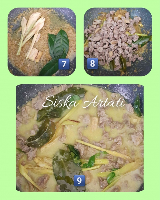 Tahap menumis bumbu dan mengolah daging berkuah (Dok.Pri)