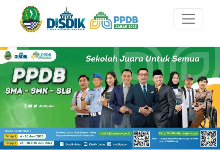 PPDB online (Tangkapan layar dari portal PPDB Disdik Jabar)