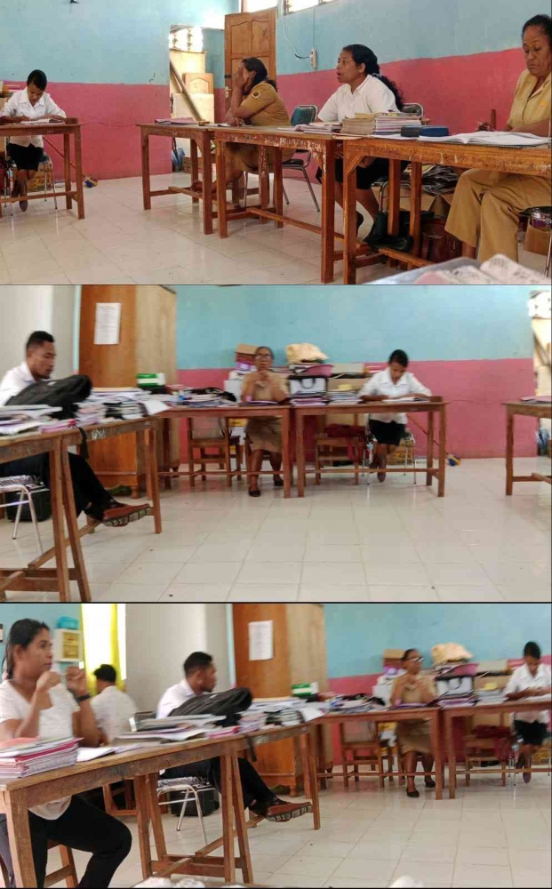 Guru SD Inpres Nekmese dalam rapat Senin, 10 Juli 2023; Kolase, dokpri Roni Bani